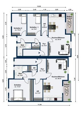 Grundriss Optionen DG