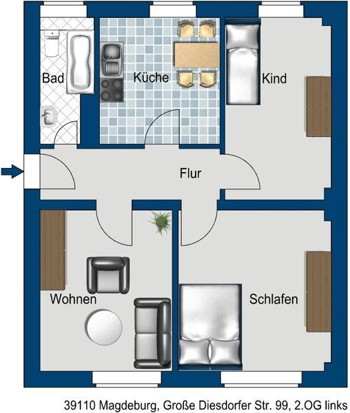 3 Zimmer Wohnung in Magdeburg (Stadtfeld West)