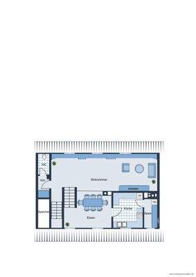 Grundrissskizze vom Ober-/Dachgeschoss des Hauses - nicht maßstabsgetreu - Möblierung dient lediglich zur Veranschaulichung und ist nicht Bestandteil des Hauses