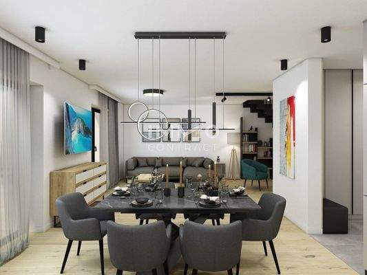 Essbereich mit Blick in Wohnzimmer