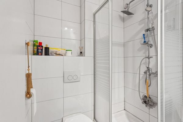 Eckdusche und WC
