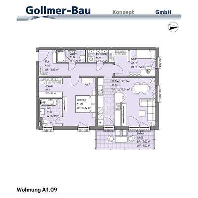 Grundriss Wohnung A1.09