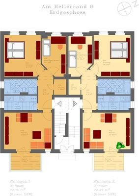 Grundriss Wohnung 1 - Hochparterre