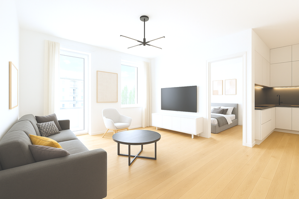 Wohnzimmer 4-Zimmer-Wohnung hofseitig (Rendering)