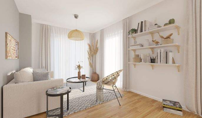 Das Wohnzimmer der Eigentumswohnung