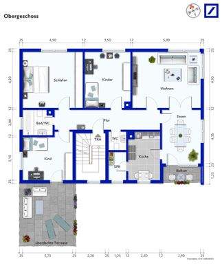 Grundriss OG möbliert, Grafik