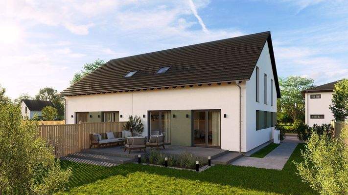 Modernes Doppelhaus mit sonniger Terrasse und durchdachter Architektur