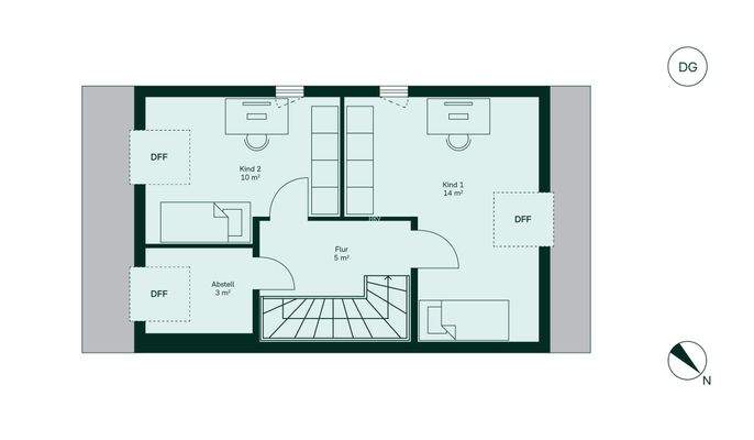 Ausgebautes Dachgeschoss mit zusätzlichen Zimmern
