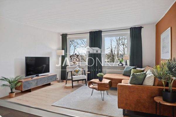 Wohnzimmer mit Seeblick