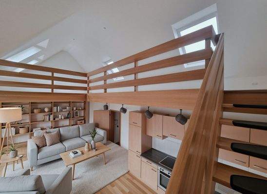 Galerie und Wohn-/ Essbereich - (KI generiert)