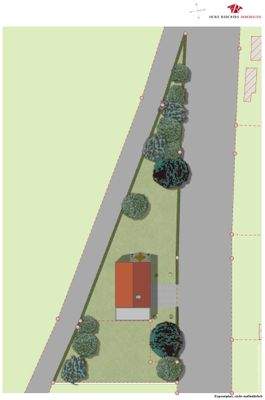 Lageplan - Büsche und Bäume entsprechen nicht der Realität – es handelt sich um ein rein illustratives Bild zur Veranschulichung