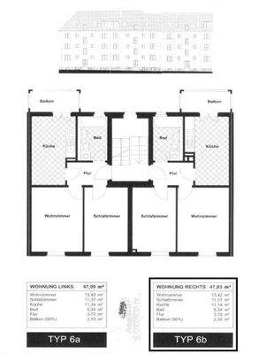 Schnitt der Wohnung Typ 6b