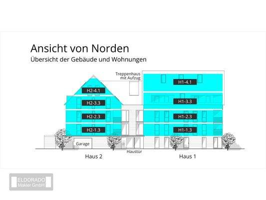 Übersicht Wohnungen Ansicht Nord