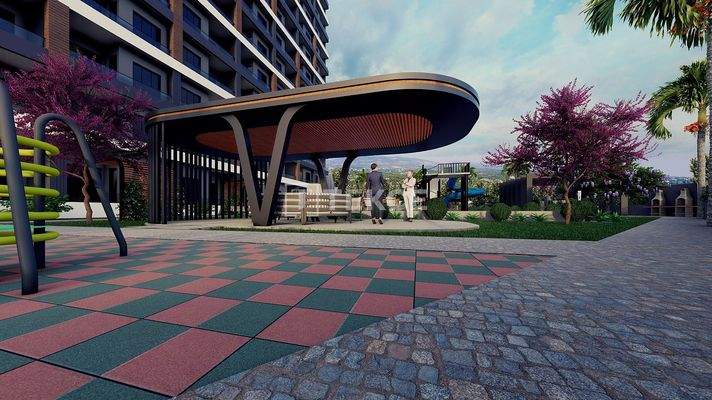 New Apartments in Mersin with a Pool and Modern Landscaping