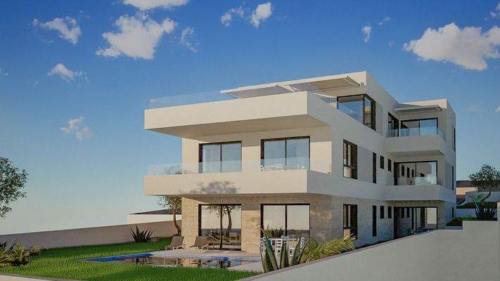 KITZIMMO-Grundstück mit Meerblick & Baugenehmigung für ein Apartmenthaus - Immobilien Kroatien.