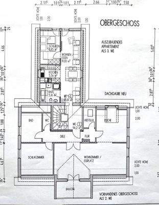 Grundiss Dachgeschoss mit  möglichen Garagendach Ausbau