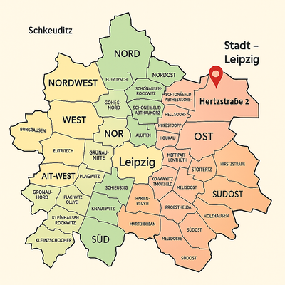 Standort gehört zur Stadt Leipzig im Osten