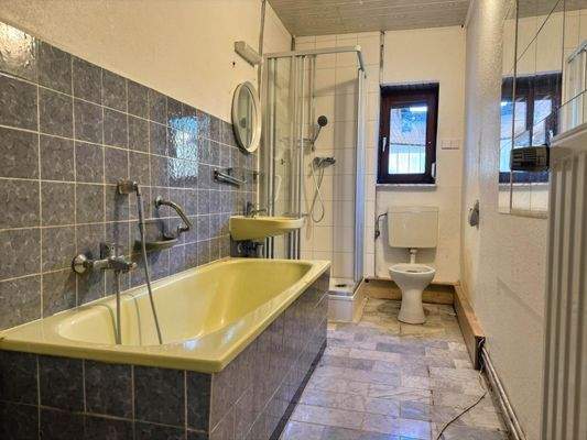 Tageslichtbad mit Wanne und Dusche im Erdgeschoss