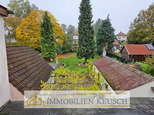 Blick aufs Grundstück vom OG