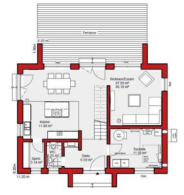 Grundrissbeispiel Erdgeschoss (ED141)