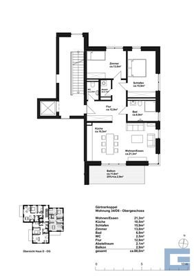Haus D - Wohnung 34 - 1. Obergeschoss