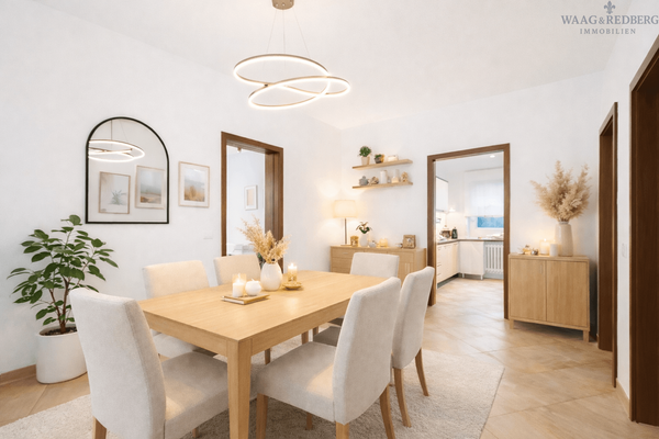 Schön offenes Esszimmer mit direktem zugang zur Küche 