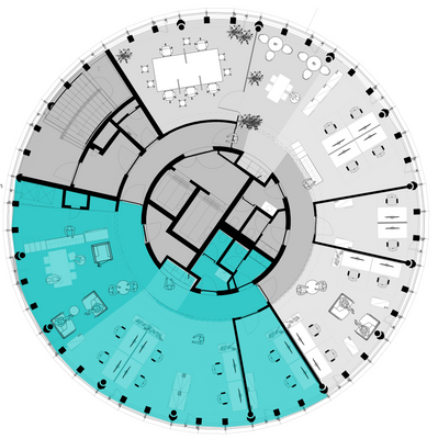 Turm 4 OG Mieteinheit II markiert