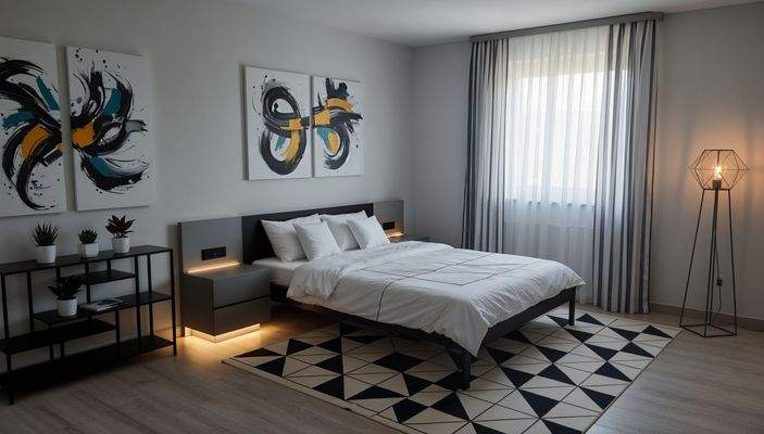 Einrichtungsidee Schlafzimmer DG - (KI generiert)