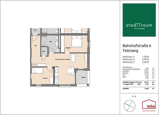 Grundriss B 11 im 1. Obergeschoss