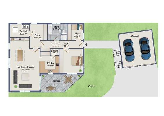 Grundriss mit möglicher Garage
