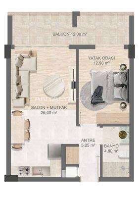Flats with Private Gardens and Balconies in Aksu Antalya