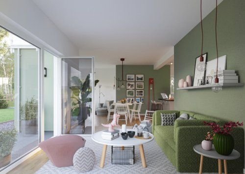 Wohnzimmer mit direktem Zugang zur Terrasse