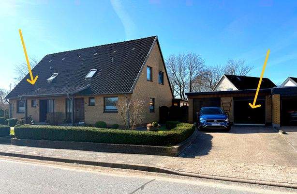 Nordansicht und dazugehörige Garage