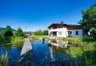 Blick vom Schwimmteich auf das Haus DSC_5611