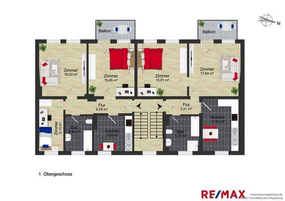 Grundriss Umfassungsstrasse 23 1.OG