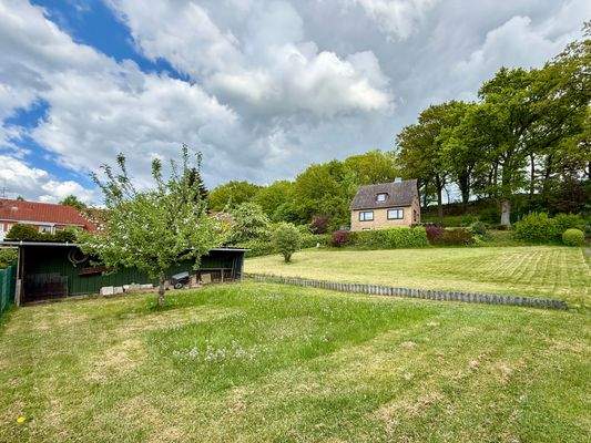 Garten mit Blick auf das Haus