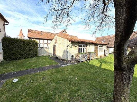 Blick auf das ehemalige Hühnerhaus