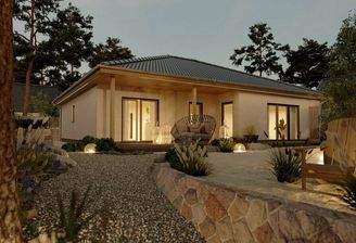 Town_Country Bungalow 128 Garten Abend