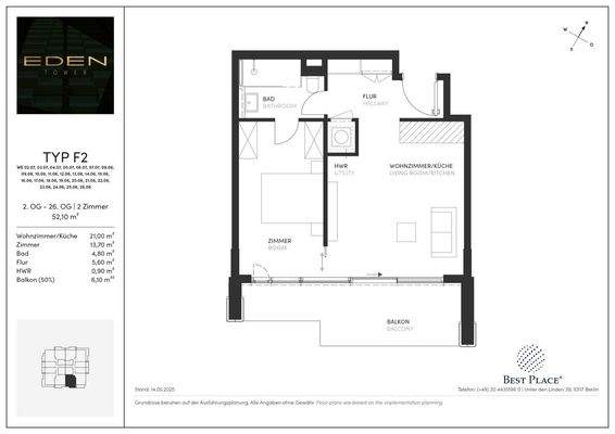 Vertriebsgrundrisse Eden Tower_Typ F2