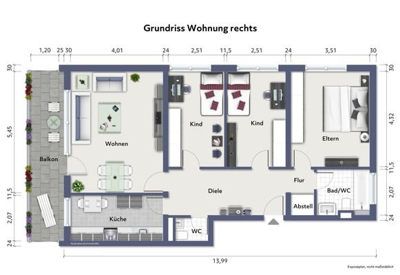 Grundriss Wohnung rechts