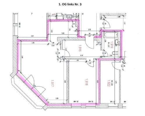 Grundriss - Lange gasse 26 - 1. OG links Nr. 3