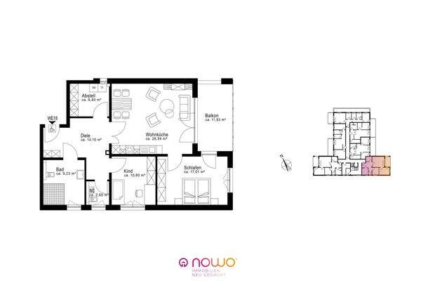 Grundriss Whg. 18, 2. OG rechts