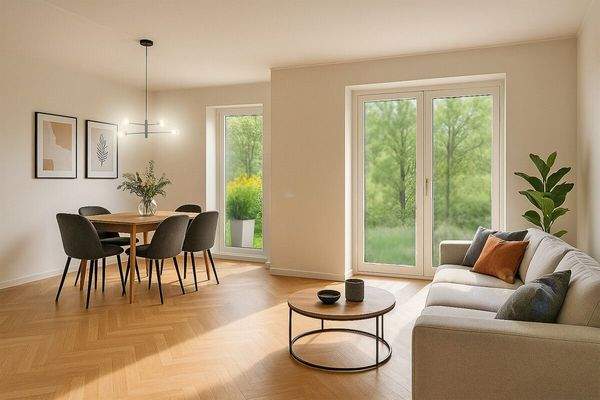 So könnte Ihr Wohnzimmer aussehen. // KI generiert