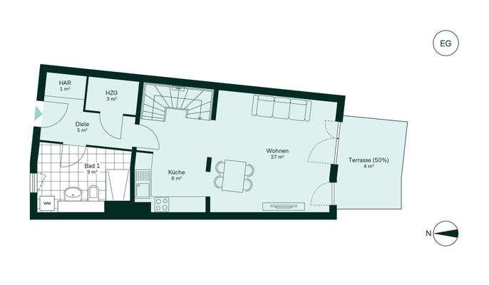 Offener und großzügiger Wohnbereich im Erdgeschoss