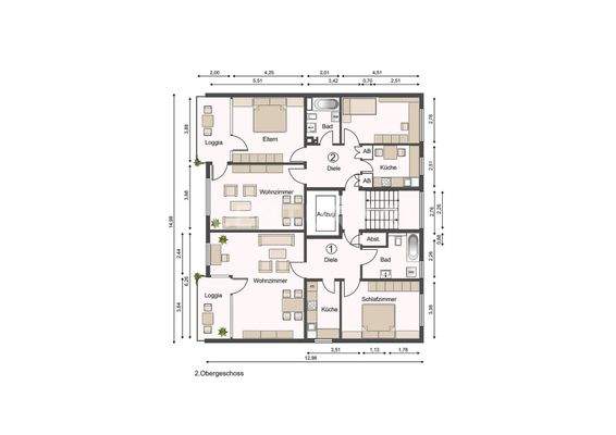Wohnung Nr.1 Grundriss (beispielhaft)