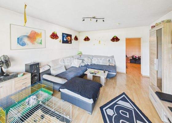 Wohnzimmer vom Balkon aus gesehen