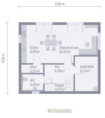 Grundriss Wohnkeller