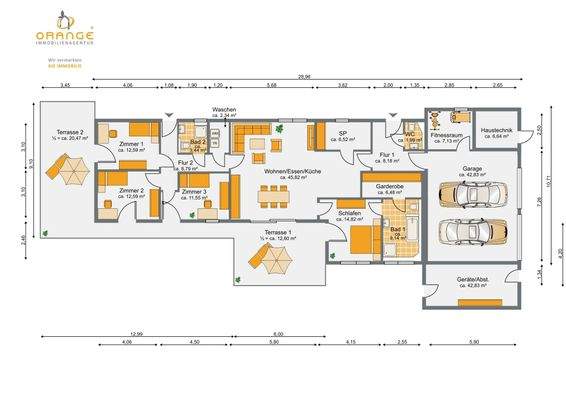 Grundriss mit Möblierungsvorschlag