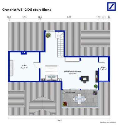 Dachgeschoss WE 12 obere Ebene nach Ausbau