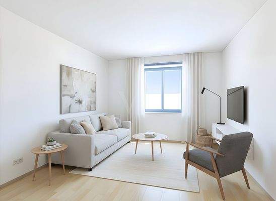 Wohnzimmer digital möbliert